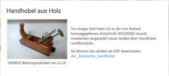 Beitrag: Der klassische Handhobel aus Holz - aus Holzidee - www.rolandheilmann.de