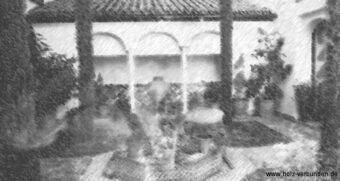 Bleistift-Skizze-Patio-Garten